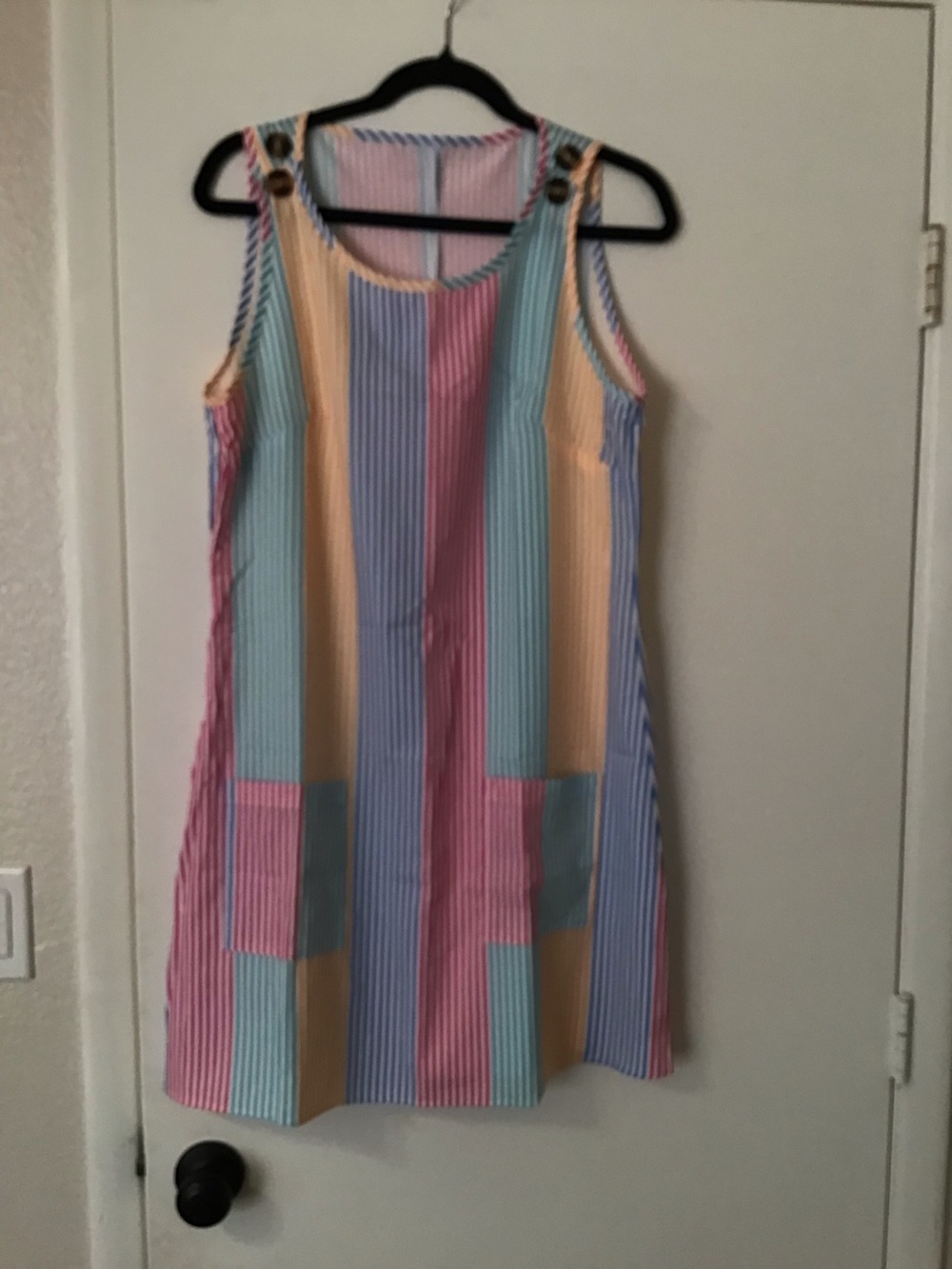 Pastel Multi-Stripe Sleeveless Pocket Dress